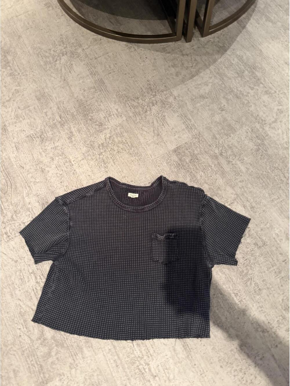 Pilcro Charcoal Grey Cropped Waffle Pocket Tshirt oversized XS - Picture 3 of 5